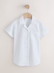 White Short Sleeve Revere Collar School Shirts 5 Pack (3-18yrs) - Image 4 of 9