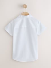 White Short Sleeve Revere Collar School Shirts 5 Pack (3-18yrs) - Image 7 of 9