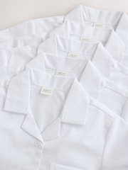 White Short Sleeve Revere Collar School Shirts 5 Pack (3-18yrs) - Image 9 of 9