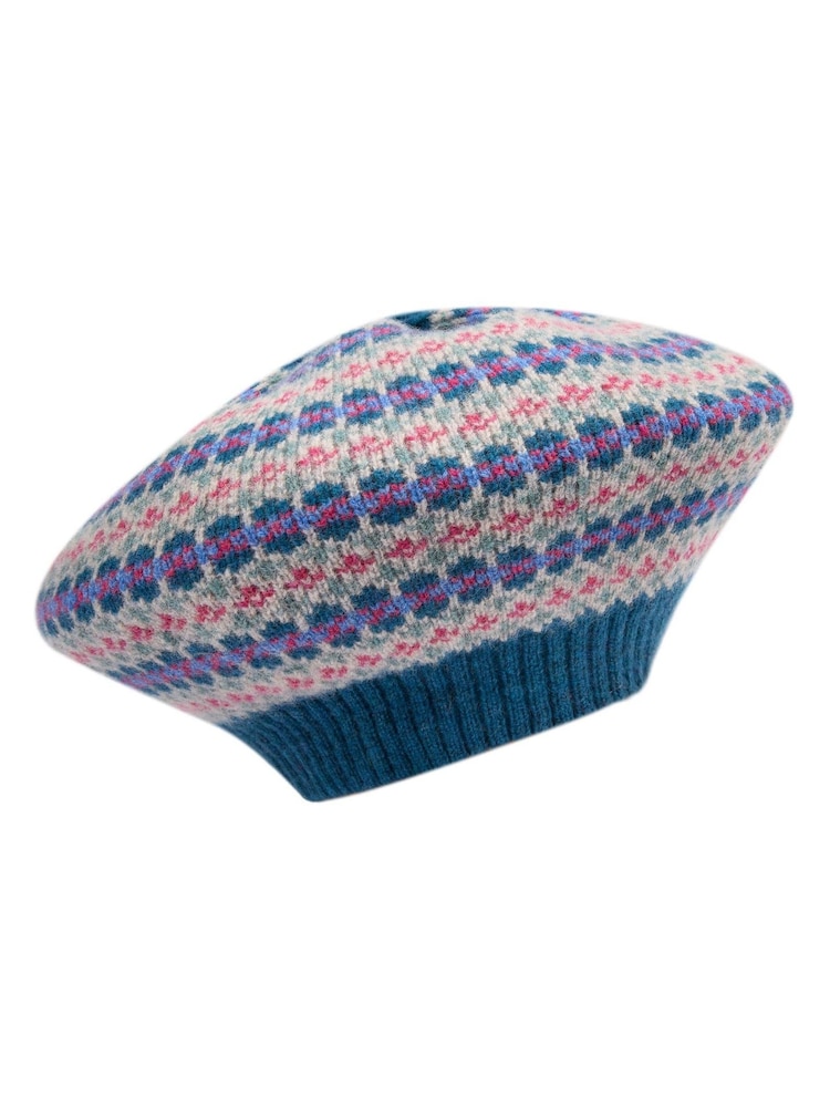 Celtic & Co Blue Lambswool Fair Isle Beret - Image 2 of 3 Celtic & Co Blue Lambswool Fair Isle Beret - Image 2 of 3