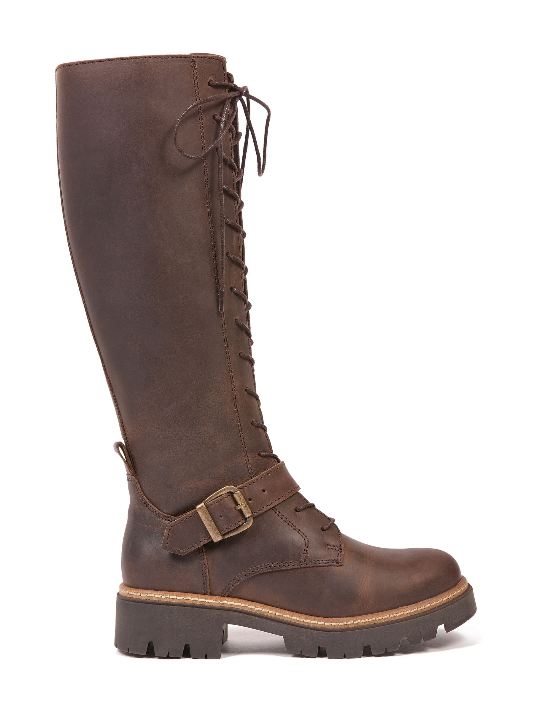 Buy Celtic & Co. Brown Strap Detail Lace Up Knee Boots from the