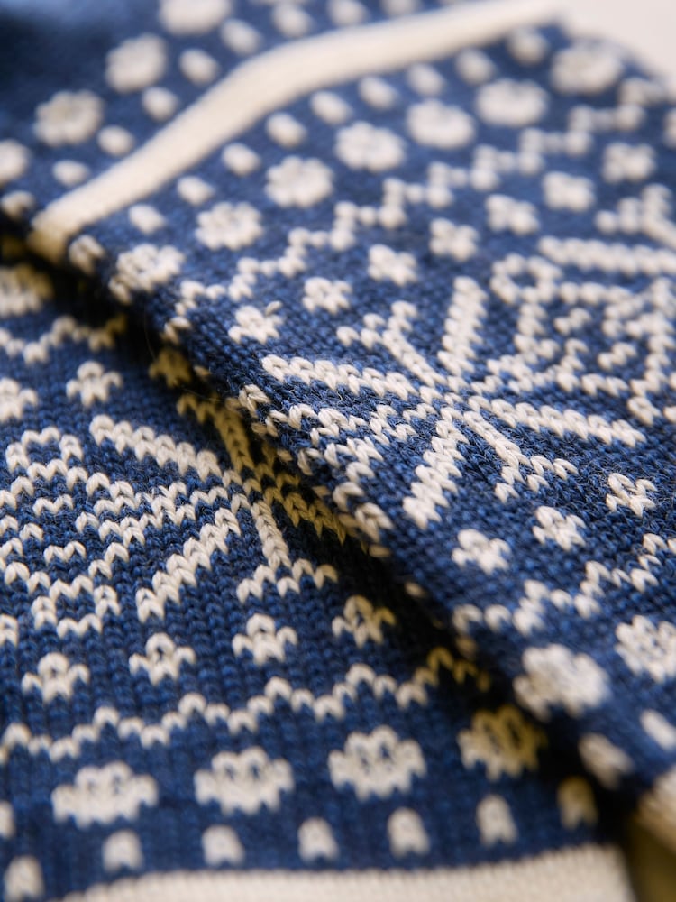 Celtic & Co Blue Mens Merino Cotton Fair Isle Sock - Image 3 of 3