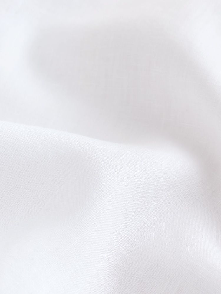White Short Sleeve Signature 100% Linen Shirt - Image 9 of 9