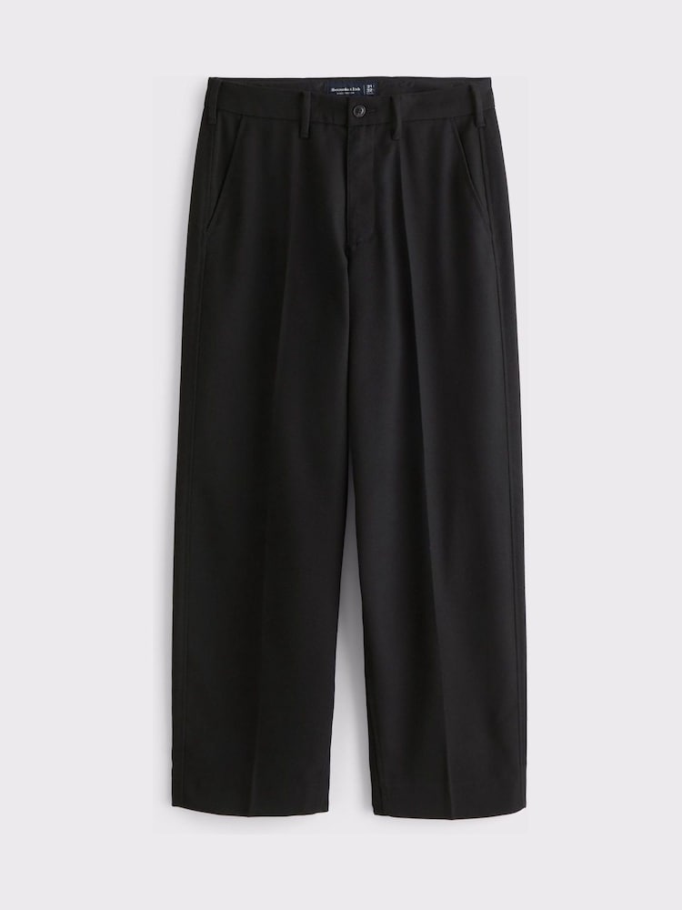 Abercrombie & Fitch Black Baggy Open Hem Trouser - Image 1 of 2 Abercrombie & Fitch Black Baggy Open Hem Trouser - Image 1 of 2