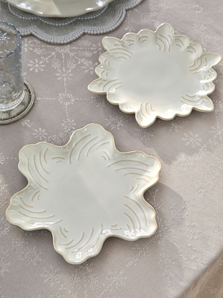 Set de 2 platos auxiliares navideños con copos de nieve - Imagen 1 de 4