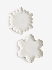 Set de 2 platos auxiliares navideños con copos de nieve - Imagen 4 de 4