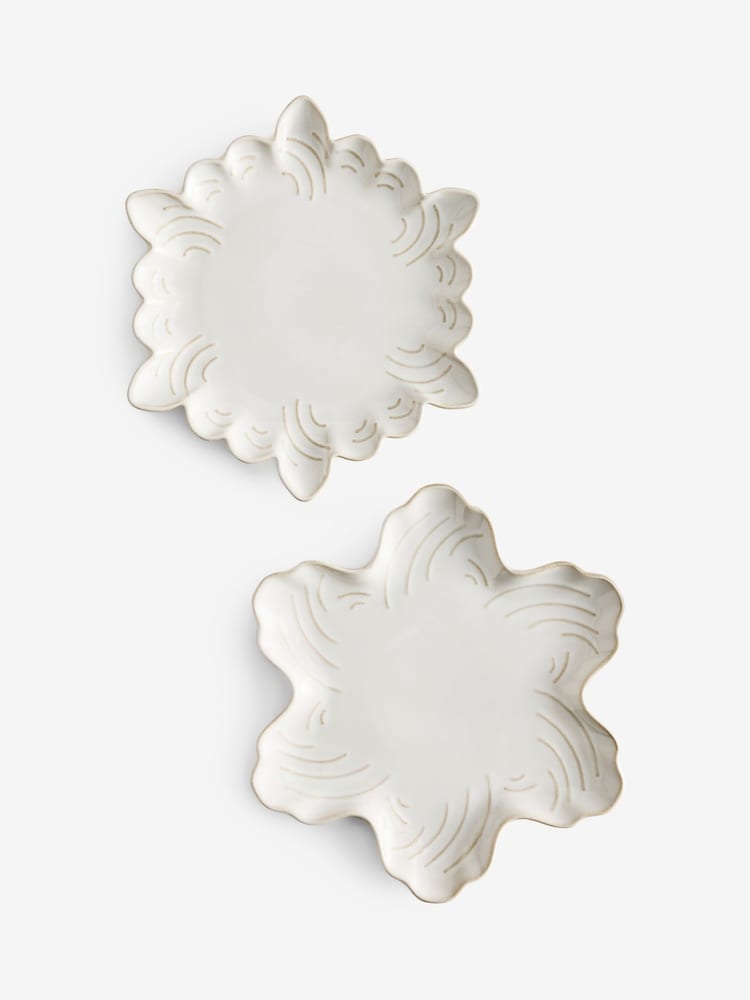 Set de 2 platos auxiliares navideños con copos de nieve - Imagen 4 de 4