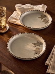 Set of 2 Natural Christmas Gingerbread Side Plates - Image 1 of 4
