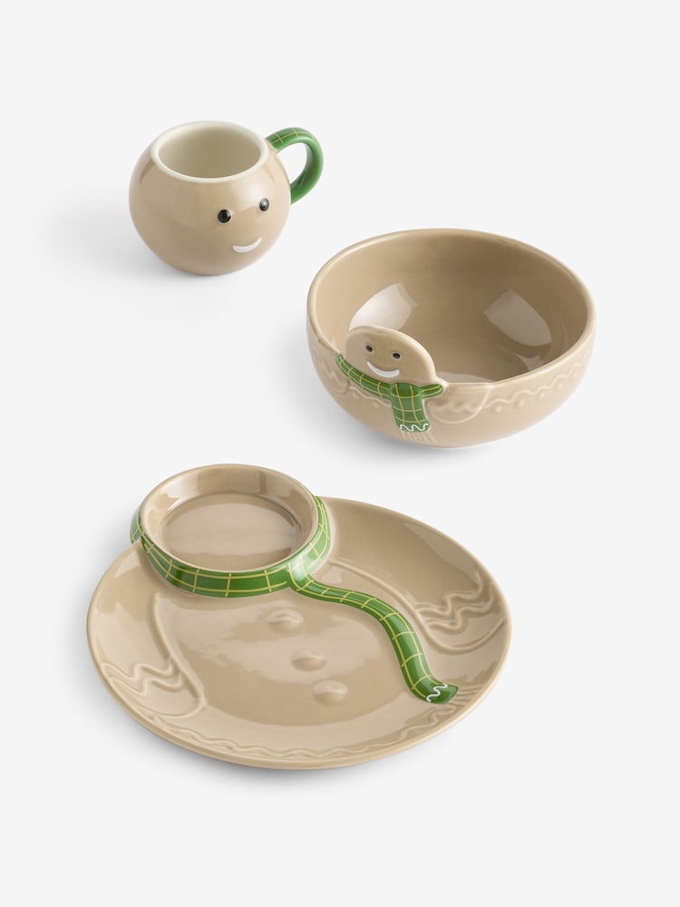 Set of 3 Natural Christmas Gingerbread Childrens Dining Set - Image 5 of 5 Set of 3 Natural Christmas Gingerbread Childrens Dining Set - Image 5 of 5