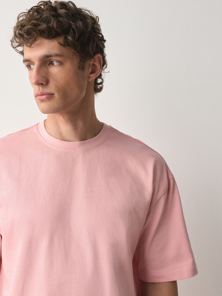 Baby Pink Relaxed Fit Heavyweight T-Shirt - Image 4 of 4 Baby Pink Relaxed Fit Heavyweight T-Shirt - Image 4 of 4