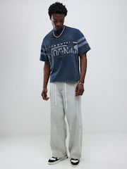 River Island Black Oversized Fit Saint Valley Washed T-Shirt - Image 1 of 4