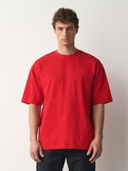 Bold Red Relaxed Fit Heavyweight T-Shirt - Image 1 of 7