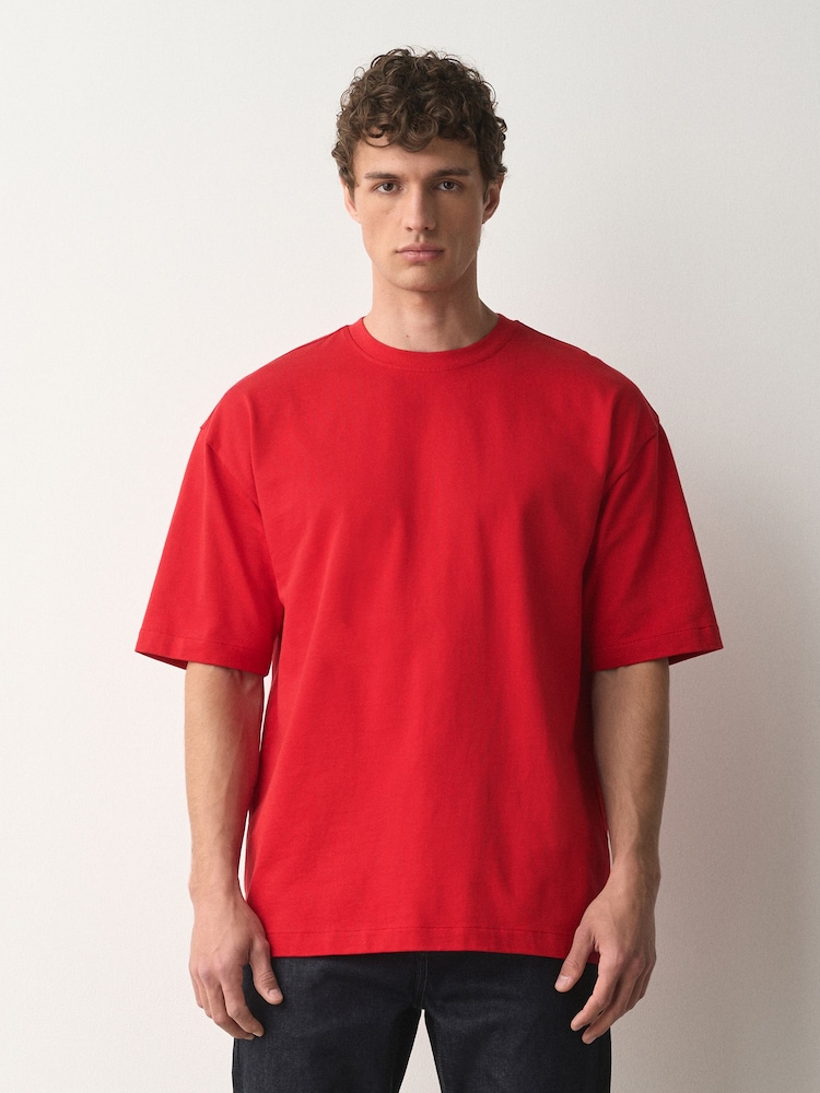 Bold Red Relaxed Fit Heavyweight T-Shirt - Image 1 of 7