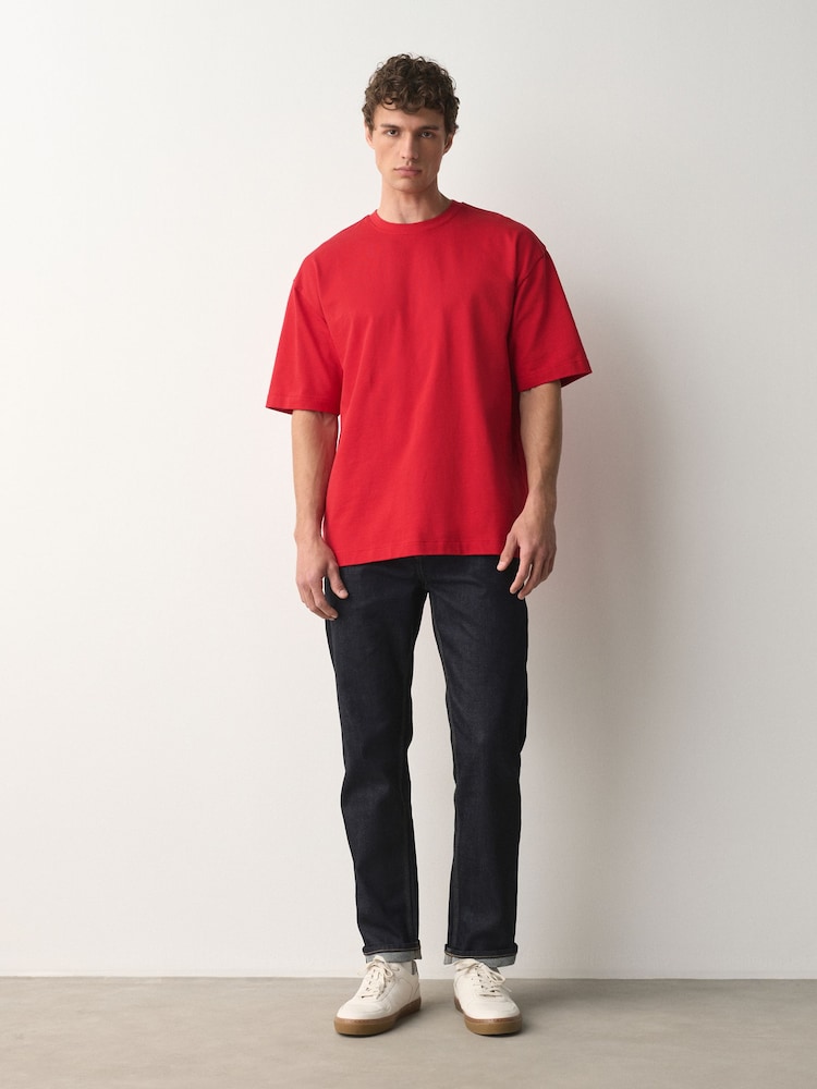 Bold Red Relaxed Fit Heavyweight T-Shirt - Image 2 of 7