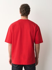 Bold Red Relaxed Fit Heavyweight T-Shirt - Image 3 of 7
