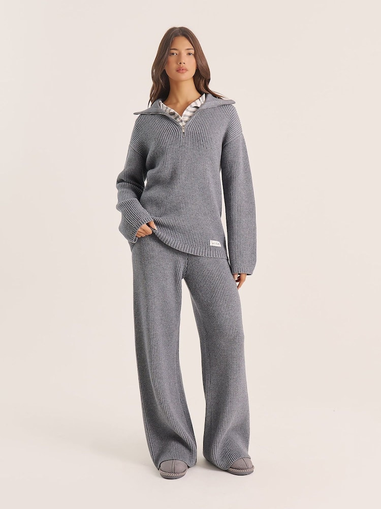 4th & Reckless Grey Bethanie Zip Knit Jumper - Image 2 of 6