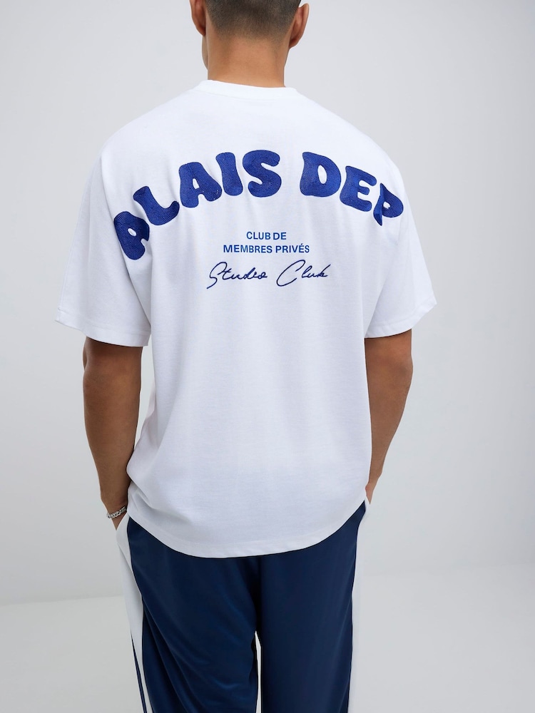 River Island White Oversized Fit Palais Dept Embroidered T-Shirt - Image 2 of 4 River Island White Oversized Fit Palais Dept Embroidered T-Shirt - Image 2 of 4