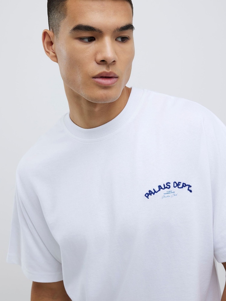 River Island White Oversized Fit Palais Dept Embroidered T-Shirt - Image 4 of 4 River Island White Oversized Fit Palais Dept Embroidered T-Shirt - Image 4 of 4