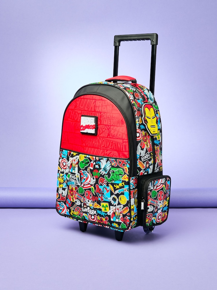 Smiggle Black Marvel Trolley Backpack with Light Up Wheels - Image 1 of 5 Smiggle Black Marvel Trolley Backpack with Light Up Wheels - Image 1 of 5