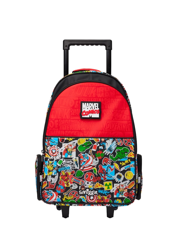 Smiggle Black Marvel Trolley Backpack with Light Up Wheels - Image 2 of 5 Smiggle Black Marvel Trolley Backpack with Light Up Wheels - Image 2 of 5