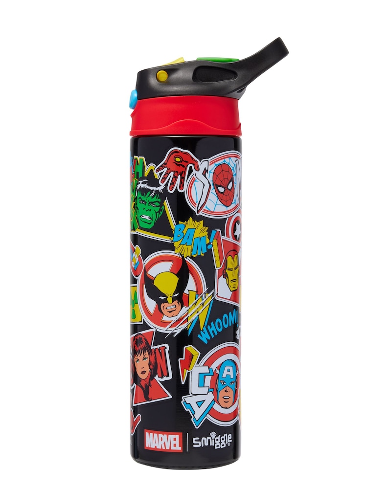 Smiggle Black Marvel Insulated Stainless Steel Flip Drink 520Ml Bottle - Image 2 of 2 Smiggle Black Marvel Insulated Stainless Steel Flip Drink 520Ml Bottle - Image 2 of 2