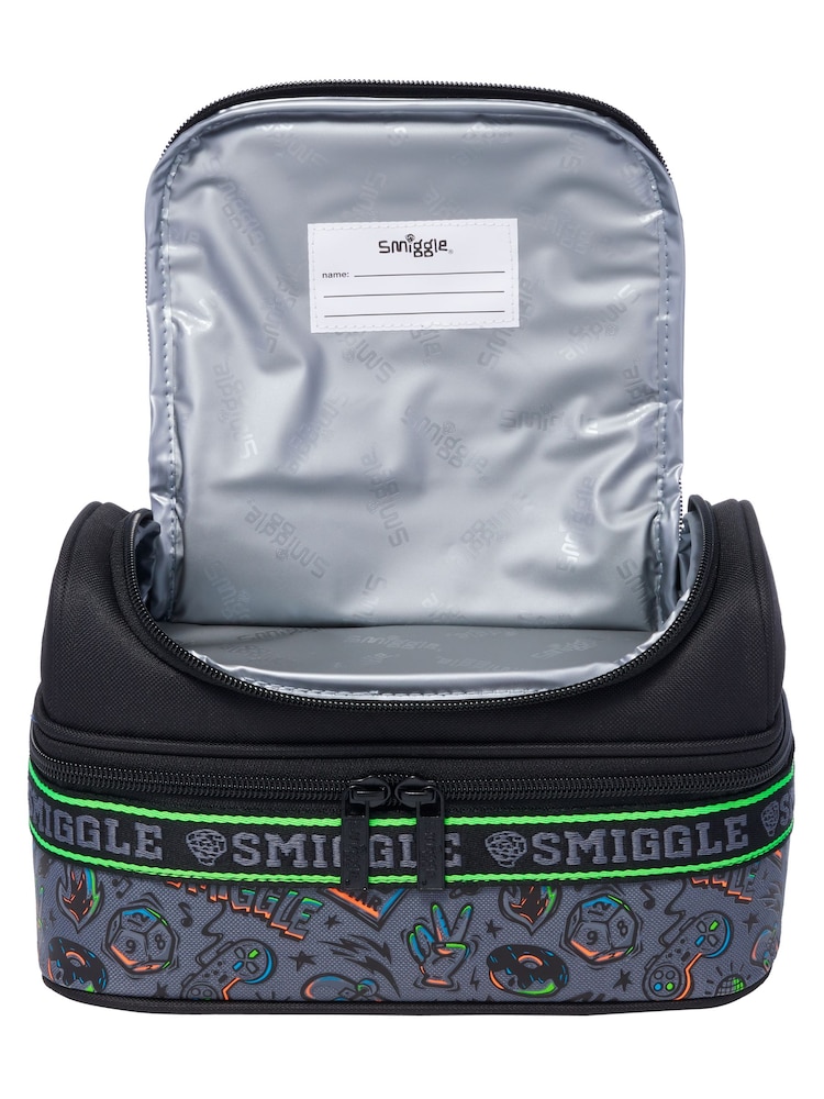 Smiggle Black Smiggler Double Decker Lunchbox - Image 2 of 2 Smiggle Black Smiggler Double Decker Lunchbox - Image 2 of 2