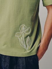 Green Embroidered Texture T-Shirt - Image 6 of 9