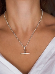 Carrie Elizabeth Silver Tone T Bar Chain Necklace - Image 1 of 5