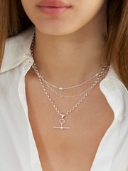 Carrie Elizabeth Silver Tone T Bar Chain Necklace - Image 2 of 5