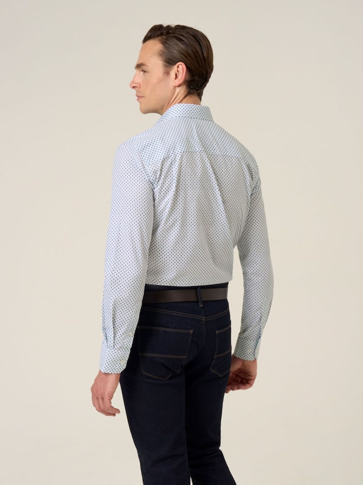 Skopes White Cotton Tailored Fit Circle Design Formal Shirt - Image 2 of 7 Skopes White Cotton Tailored Fit Circle Design Formal Shirt - Image 2 of 7