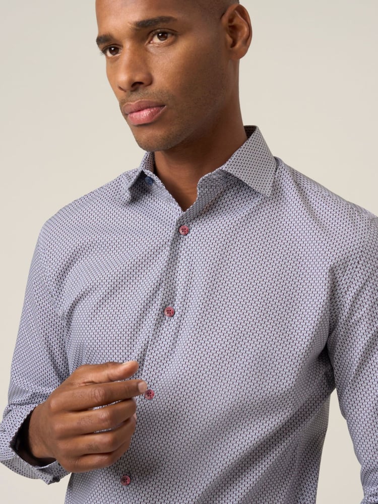 Skopes Navy Cotton Tailored Fit Circle Design Formal Shirt - Image 1 of 7 Skopes Navy Cotton Tailored Fit Circle Design Formal Shirt - Image 1 of 7