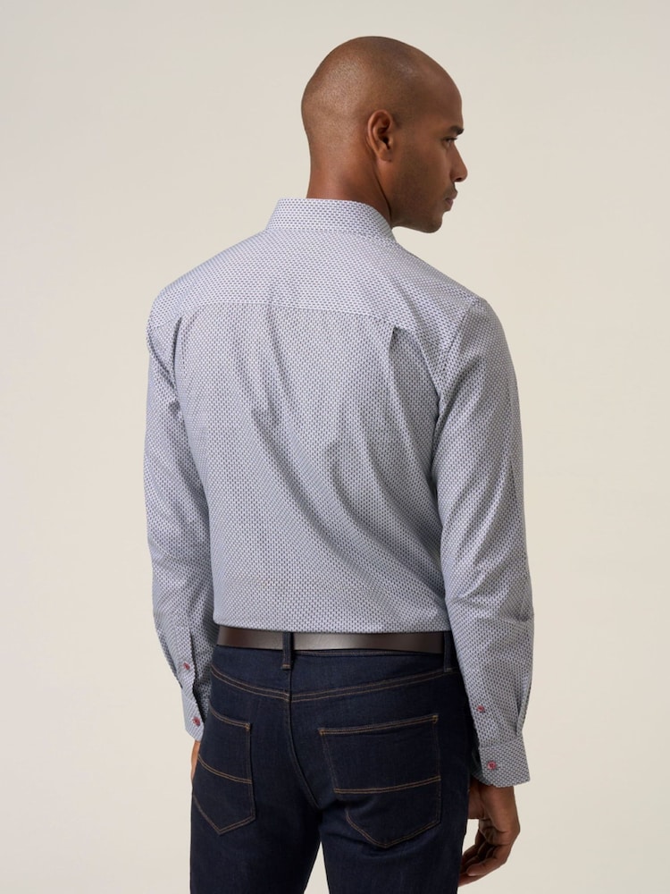 Skopes Grey Cotton Tailored Fit Circle Design Formal Shirt - Image 2 of 8 Skopes Grey Cotton Tailored Fit Circle Design Formal Shirt - Image 2 of 8