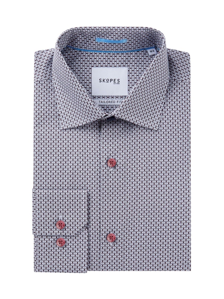 Skopes Grey Cotton Tailored Fit Circle Design Formal Shirt - Image 8 of 8 Skopes Grey Cotton Tailored Fit Circle Design Formal Shirt - Image 8 of 8