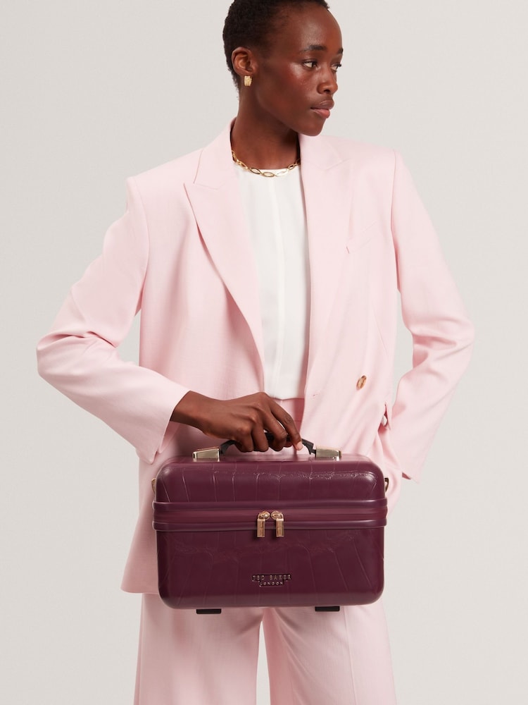 Ted Baker Red Icon Case Croc Effect Vanity Suitcase - Image 1 of 6 Ted Baker Red Icon Case Croc Effect Vanity Suitcase - Image 1 of 6