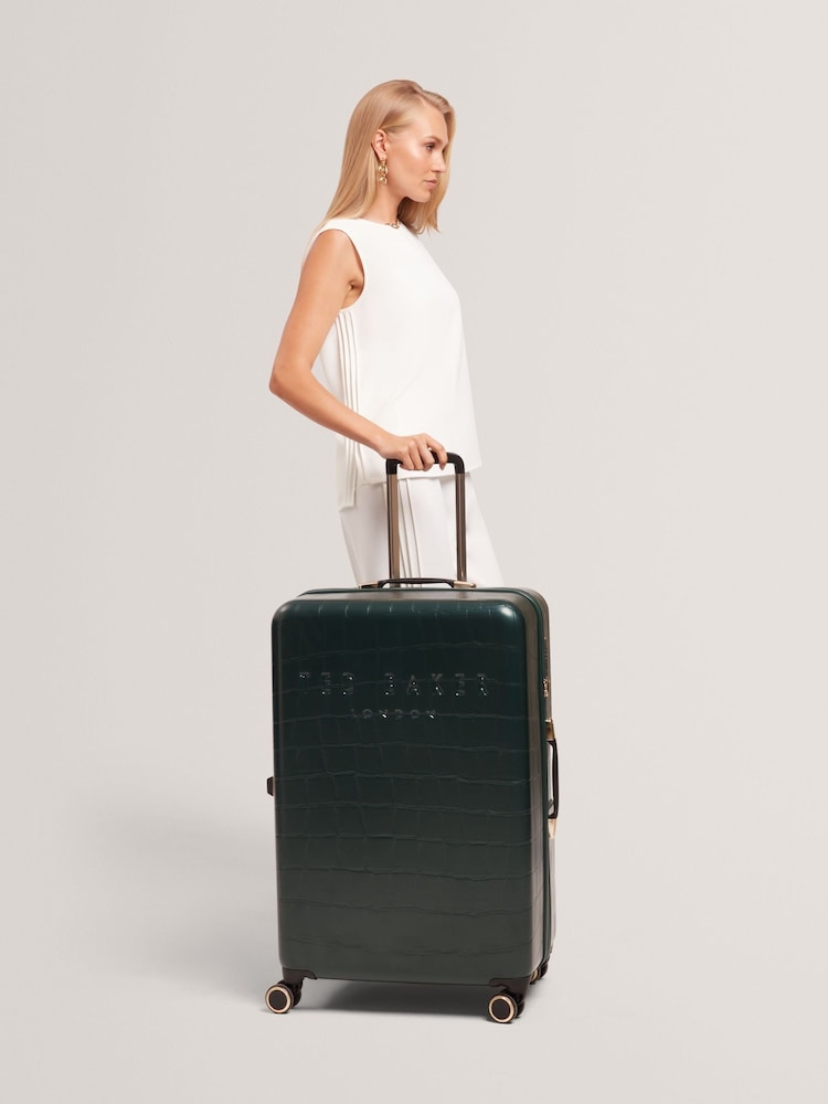 Ted Baker Green Icon Case Croc Effect Suitcase - Image 1 of 9 Ted Baker Green Icon Case Croc Effect Suitcase - Image 1 of 9