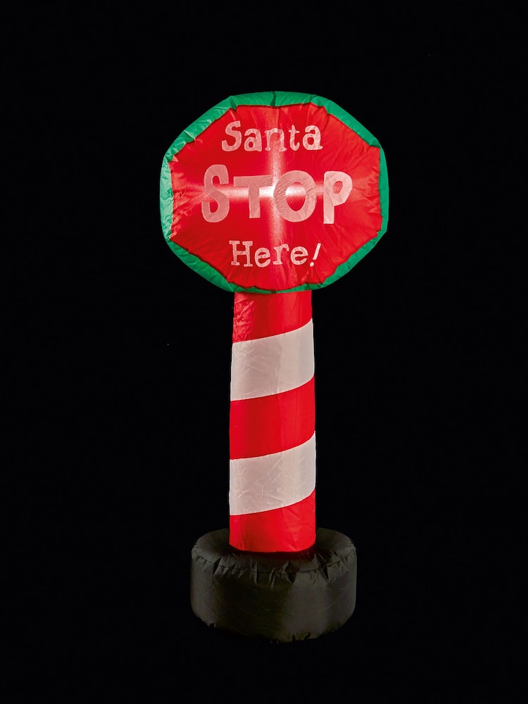 Premier Decorations Ltd 1m Inflatable Santa Stop Here Signpost - Image 1 of 3
