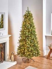 Premier Decorations Ltd 7ft Pre Lit Slim Newberry Spruce Christmas Tree - Image 1 of 5