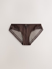 Chocolate Brown Brazilian Smoothing Lace Knickers - Image 1 of 3