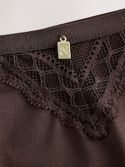 Chocolate Brown Brazilian Smoothing Lace Knickers - Image 2 of 3