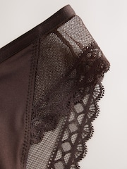 Chocolate Brown Brazilian Smoothing Lace Knickers - Image 3 of 3