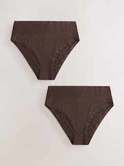 Chocolate Brown High Waist High Leg Ultimate Comfort Knickers 2 Pack - Image 1 of 5