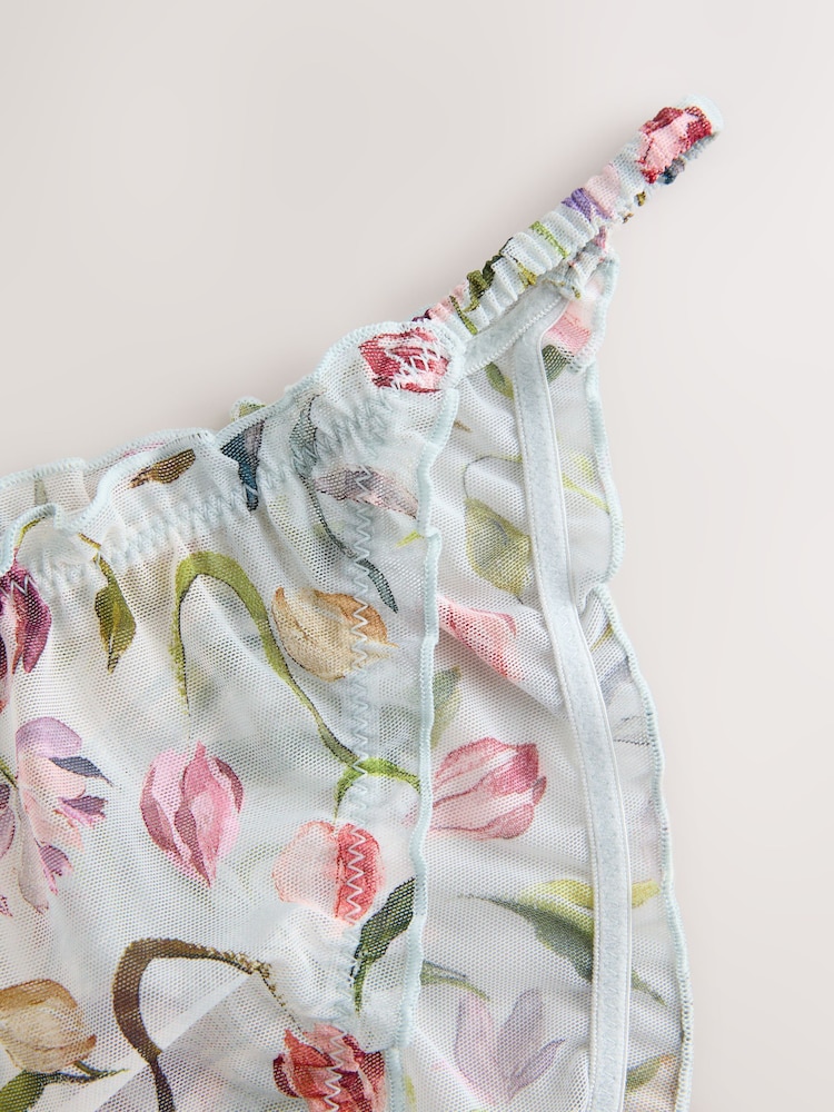 Tulipanes - Braguitas tanga de malla estampada - Imagen 2 de 3