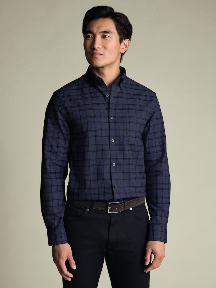 Azul - Normal - Charles Tyrwhitt Overcheck Twill Shirt - Imagem 1 de 5