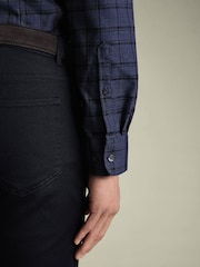 Azul - Normal - Charles Tyrwhitt Overcheck Twill Shirt - Imagem 3 de 5