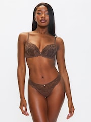 Ann Summers Dark Brown Pad Plunge Sexy Lace Underwired Bra - Image 1 of 5