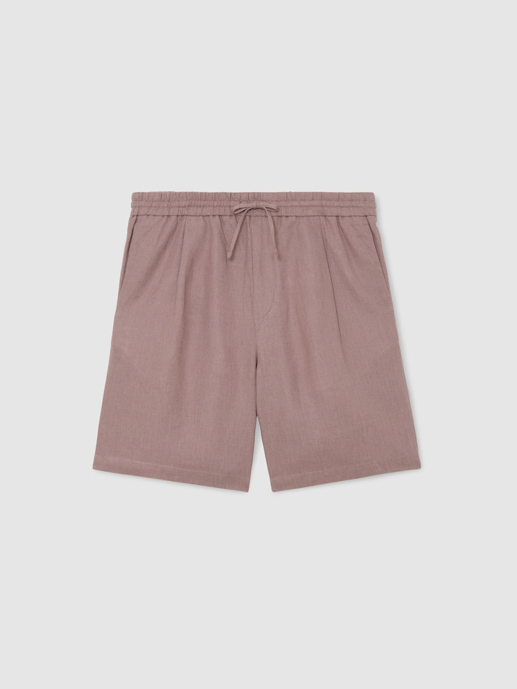 Reiss Lavender Pink Barges Linen Drawstring Shorts - Image 2 of 6