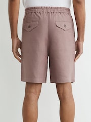 Reiss Lavender Pink Barges Linen Drawstring Shorts - Image 5 of 6