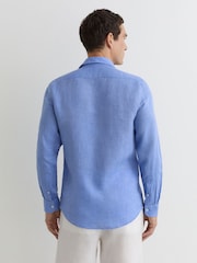 Reiss Buddy Blue Ruban Linen Cutaway-Collar Regular-Fit Shirt - Image 5 of 6