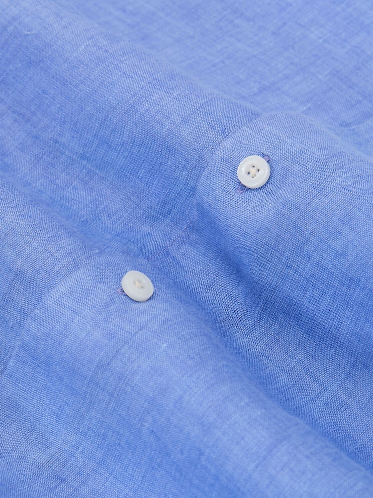 Reiss Buddy Blue Ruban Linen Cutaway-Collar Regular-Fit Shirt - Image 6 of 6