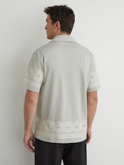 Reiss Soft Sage Green Arden Cotton-Blend Embroidered Cuban-Collar Shirt - Image 5 of 6